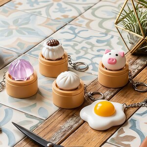 Light-Up Pig Bun, Fried Egg, Shrimp Dumpling Press Keychain Fidget Toy