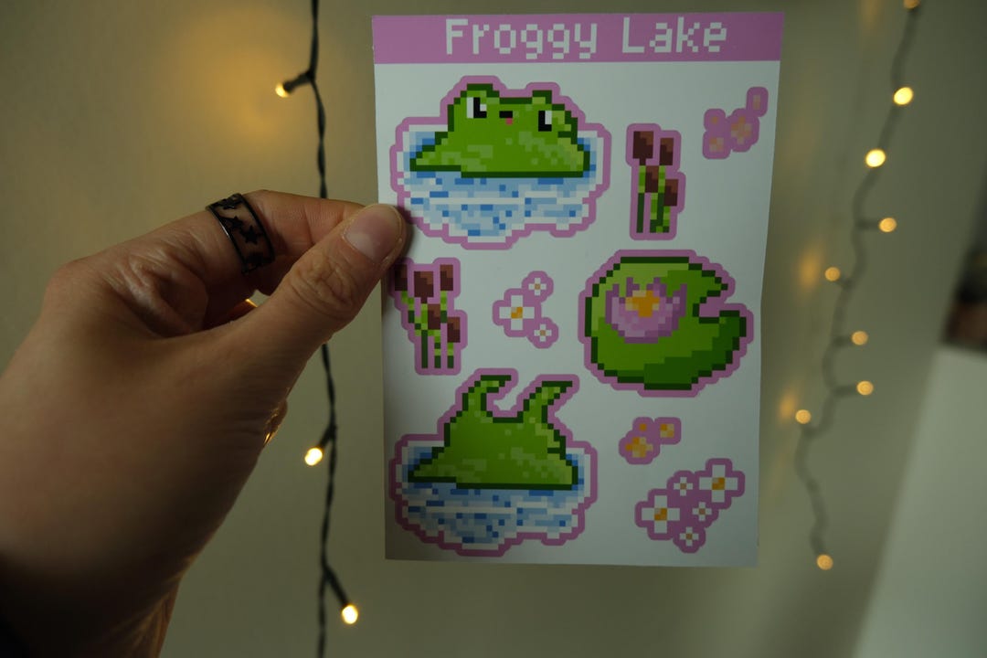 Froggy Lake Pixel Art Matte Stickersheet, Stationery - Etsy
