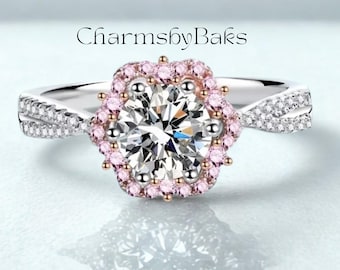Moissanit Ring: 1 Karat D Farbe Sterling Silber - Verlobungsring