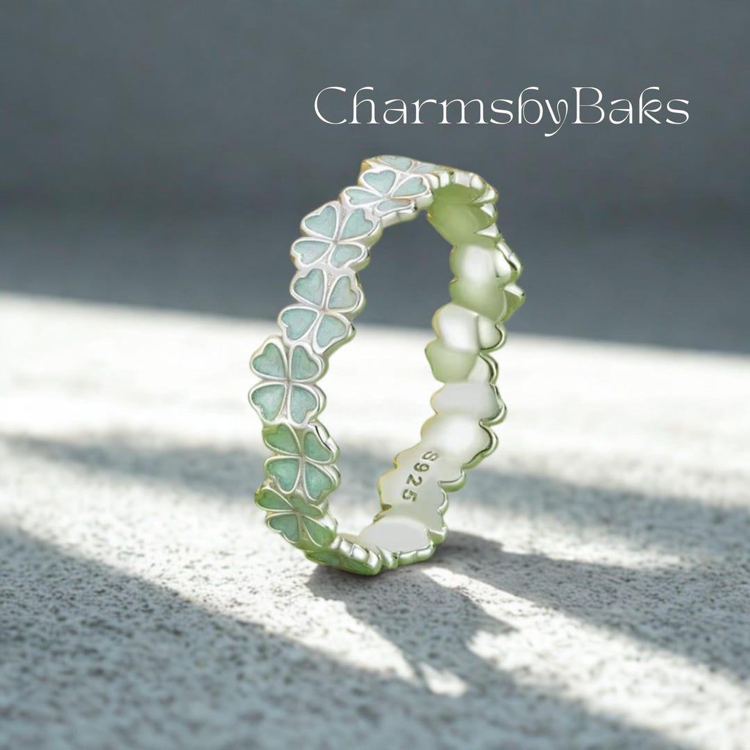 Sterling Silver Four-leaf Clover Ring: Mint Green Vine Jewelry - Etsy