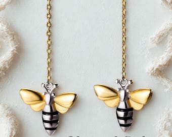 Pendientes de abeja hechos a mano para mujer / Joyería fina de plata de ley 925