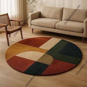 Geometrisk rund matta | Modern skandinavisk stil för mitten av århundradet