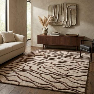 Handtuftad ullviskosvågmatta: 3D-skuren lyxig golvkonst