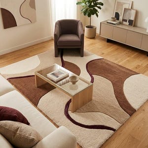 Modern vågig matta | Handtuftad matta i 100 % nyzeeländsk ull