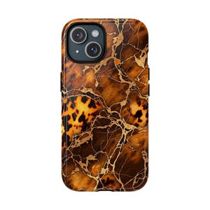Schildpad telefoonhoesje | Bruin iPhone-hoesje met schildpadprint | Esthetische neutrale telefooncover | Trendy hoesje met dierenpatroon