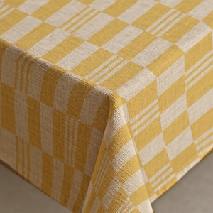 Yellow Checkered Tablecloth – Bright Modern Plaid Table Cover for Spring Summer Dining, Sunny Fresh Kitchen Decor & Outdoor Entertaining image 17