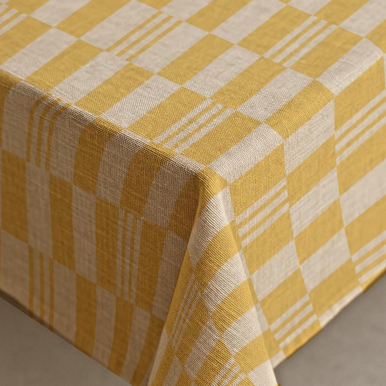 Yellow Checkered Tablecloth – Bright Modern Plaid Table Cover for Spring Summer Dining, Sunny Fresh Kitchen Decor & Outdoor Entertaining image 17