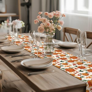 Runner da tavolo a forma di zucca – Decorazione da pranzo autunnale, biancheria da fattoria autunnale fatta a mano, decorazione da tavolo del Ringraziamento, stile rustico cottagecore