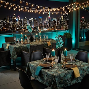 William Morris Style Tablecloth, Dark Green Floral Damask, Art Nouveau Home Decor, Vintage Botanical Print, Moody Maximalist Dining