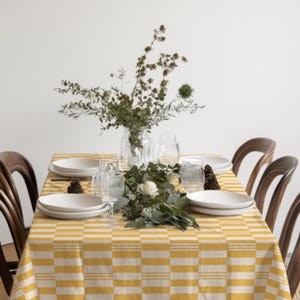 Yellow Checkered Tablecloth – Bright Modern Plaid Table Cover for Spring Summer Dining, Sunny Fresh Kitchen Decor & Outdoor Entertaining image 8