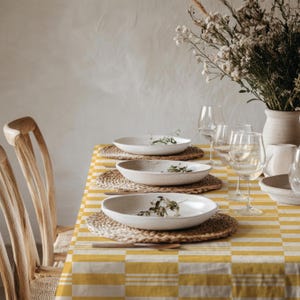 Yellow Checkered Tablecloth – Bright Modern Plaid Table Cover for Spring Summer Dining, Sunny Fresh Kitchen Decor & Outdoor Entertaining image 10