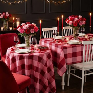 Mantel de cuadros vichy Red Ping: mantel clásico de otoño estilo granja, decoración de cocina campestre, mantelería de estilo rústico para uso diario.
