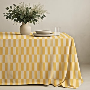 Yellow Checkered Tablecloth – Bright Modern Plaid Table Cover for Spring Summer Dining, Sunny Fresh Kitchen Decor & Outdoor Entertaining image 16