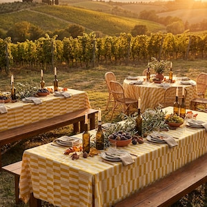 Yellow Checkered Tablecloth – Bright Modern Plaid Table Cover for Spring Summer Dining, Sunny Fresh Kitchen Decor & Outdoor Entertaining image 4