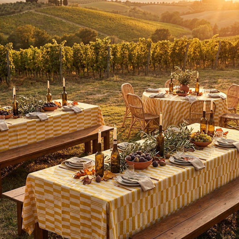 Yellow Checkered Tablecloth – Bright Modern Plaid Table Cover for Spring Summer Dining, Sunny Fresh Kitchen Decor & Outdoor Entertaining image 4