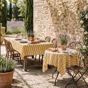 Yellow Checkered Tablecloth – Bright Modern Plaid Table Cover for Spring Summer Dining, Sunny Fresh Kitchen Decor & Outdoor Entertaining image 6