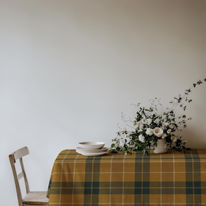 Mantel a cuadros mostaza - Mantel de algodón a cuadros para cocina o comedor, mantel rectangular amarillo y verde