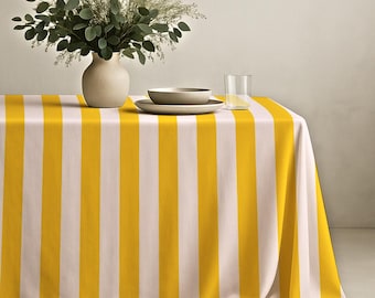 Mantel de rayas amarillas – Cubierta moderna y soleada para mesa de comedor, decoración minimalista para la cocina, estilo para brunch de verano y picnic.