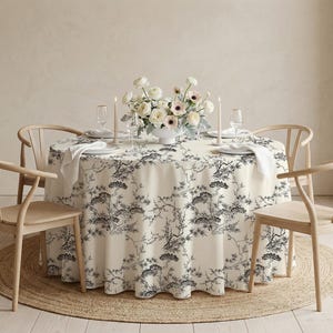 Mantel rústico francés de toile - Mantel rústico en blanco y negro, mantel de comedor, lino estilo vintage, decoración de mesas para bodas y eventos