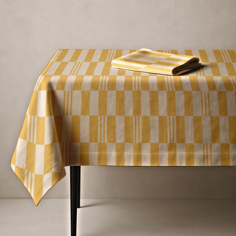 Yellow Checkered Tablecloth – Bright Modern Plaid Table Cover for Spring Summer Dining, Sunny Fresh Kitchen Decor & Outdoor Entertaining image 18