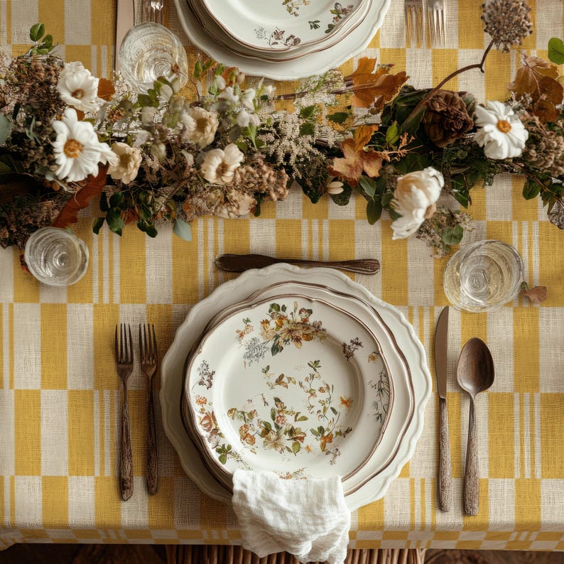 Yellow Checkered Tablecloth – Bright Modern Plaid Table Cover for Spring Summer Dining, Sunny Fresh Kitchen Decor & Outdoor Entertaining image 5