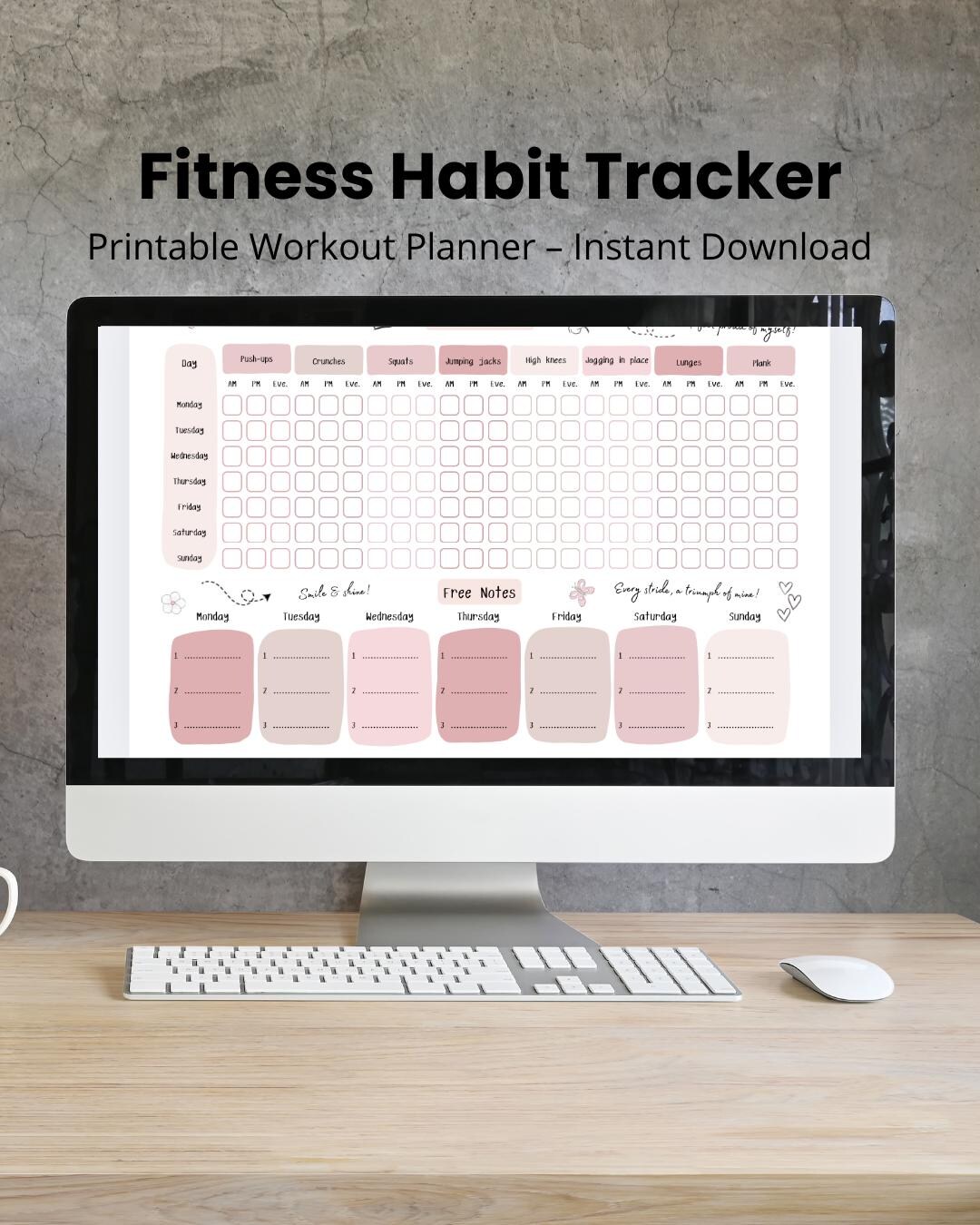 Fitness Habit Tracker Printable: Weekly Workout Planner (PDF & JPG) - Etsy