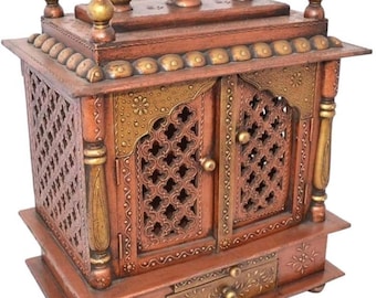 Holz Mandir für Zuhause, Wandhalterung Tempel, Pooja Mandir für Zuhause, Puja Tempel, Holzstempel für Zuhause, Mandir Wandbehang, Mandir