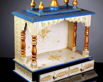Holz Mandir für Zuhause, Wandhalterung Tempel, Pooja Mandir für Zuhause, Puja Tempel, Holzstempel für Zuhause, Mandir Wandbehang, Mandir