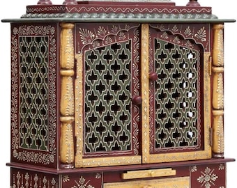 Holz Mandir für Zuhause, Wandhalterung Tempel, Pooja Mandir für Zuhause, Puja Tempel, Holzstempel für Zuhause, Mandir Wandbehang, Mandir