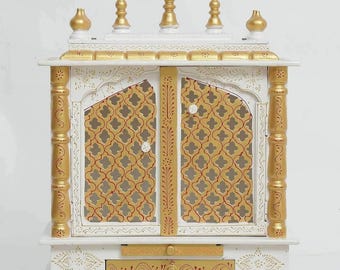 Holz Mandir für Zuhause, Wandhalterung Tempel, Pooja Mandir für Zuhause, Puja Tempel, Holzstempel für Zuhause, Mandir Wandbehang, Mandir