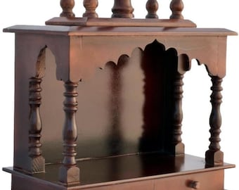Holz Mandir für Zuhause, Wandhalterung Tempel, Pooja Mandir für Zuhause, Puja Tempel, Holzstempel für Zuhause, Mandir Wandbehang, Mandir