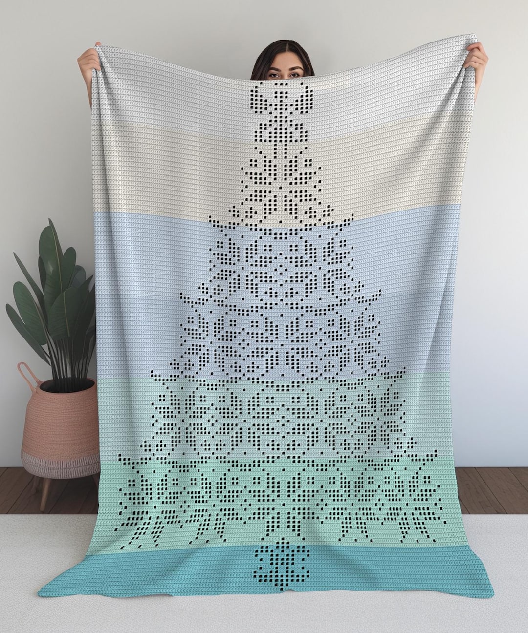 Filet Snowflake Pattern Elegant Snowflake Christmas Tree Filet Crochet Blanket Pattern | Winter ...
