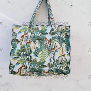 Borse tote trapuntate piccole con stampa leopardata a mano / Borsa tote da spiaggia Boho per il weekend / Borse da viaggio per la spesa ecologiche per le donne