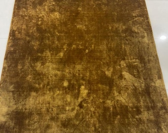 Handmade Gold Art Silk Rug: Hand Loom Knotted, Modern Minimalist Style