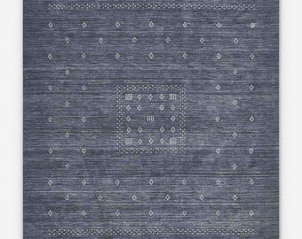 Hand Loom Textured Gabbeh Rug Black White | Hand Woven Wool Area Rug | Modern Minimalist Textured Rug | Living Room Wool Carpet Custom sizes