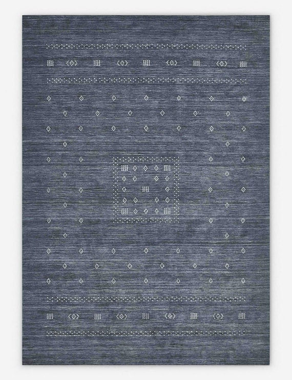 Hand Loom Textured Gabbeh Rug Black White | Hand Woven Wool Area Rug | Modern Minimalist Textured Rug | Living Room Wool Carpet Custom sizes