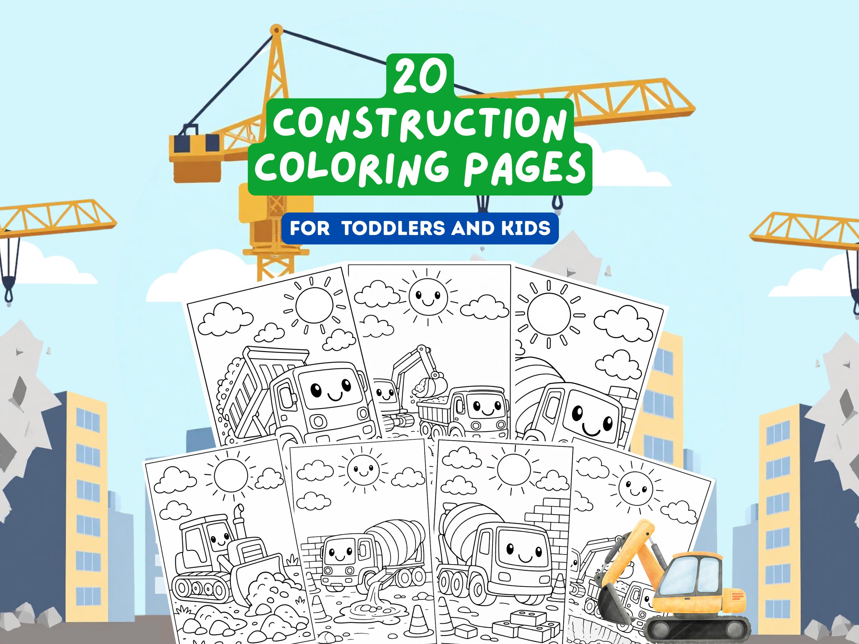 Construction Vehicle Coloring Pages for Kids | 20 Truck & Excavator ...