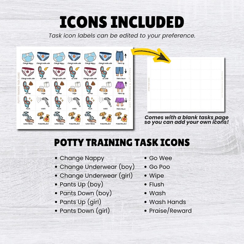 Editable Potty Training Chart for Girls – Toilet Training Visual ...