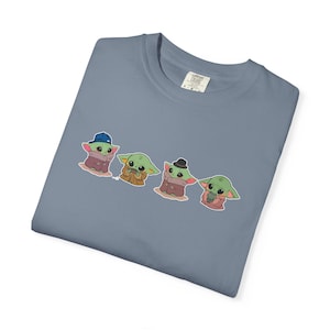 Comfort Color Cute Baby Yoda Tee, Funny Graphic Tee, Kawaii Cartoon T-Shirt, Space Lover Gift, Alien UFO Shirt, Star Wars Grogu Shirt immagine 15
