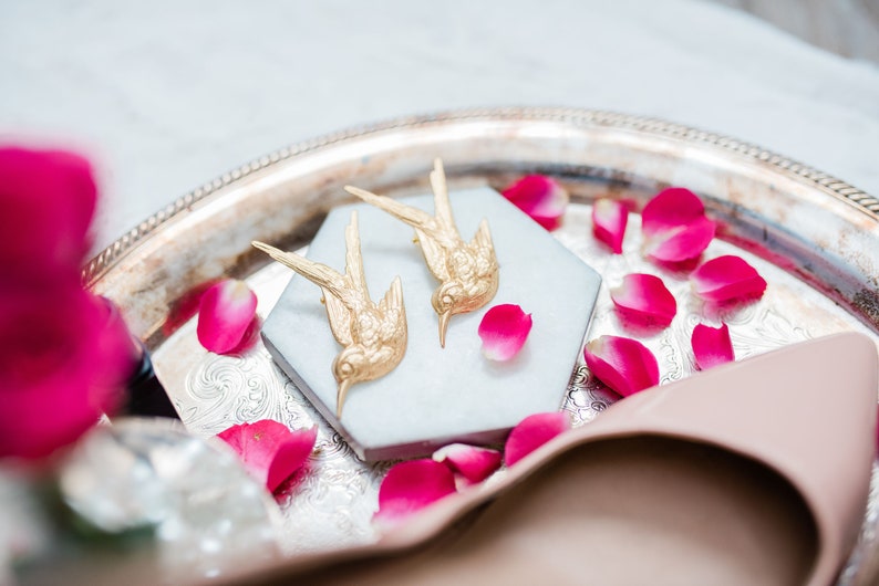 Nature Hair Clip Bridal Hair STARLING Bird Hair Pin Sparrow Hair Pin Gold Hair Clip Gold Brass Hair Clip Sparrow Hair Clip