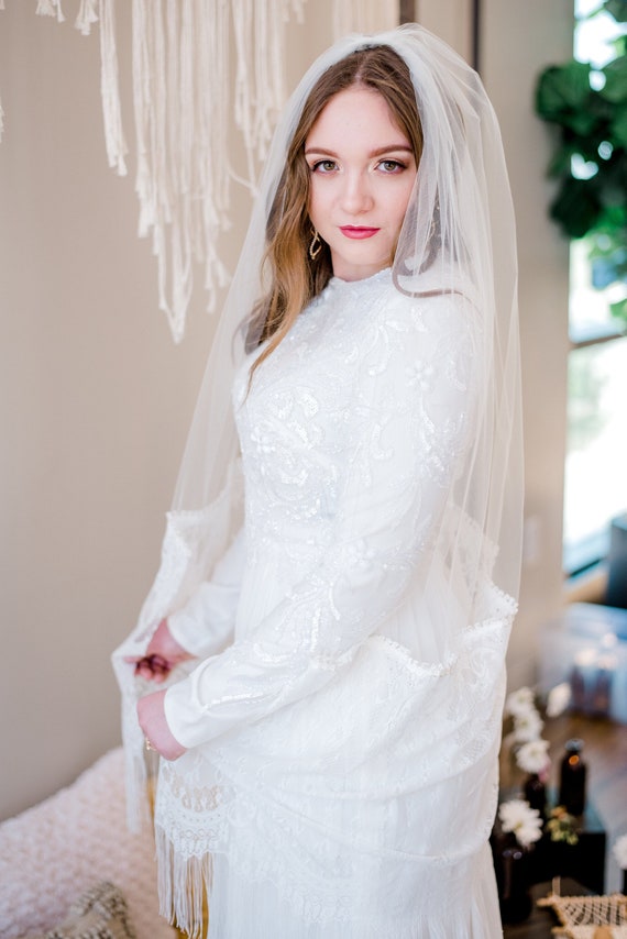 Wedding Veil Lace Trim Veil Fringe Trim Veil Boho Veil Etsy