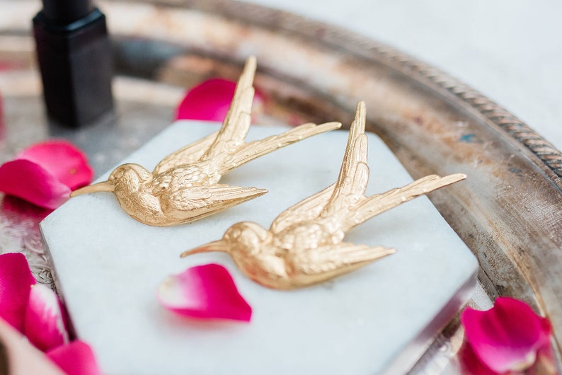 Nature Hair Clip Bridal Hair STARLING Bird Hair Pin Sparrow Hair Pin Gold Hair Clip Gold Brass Hair Clip Sparrow Hair Clip