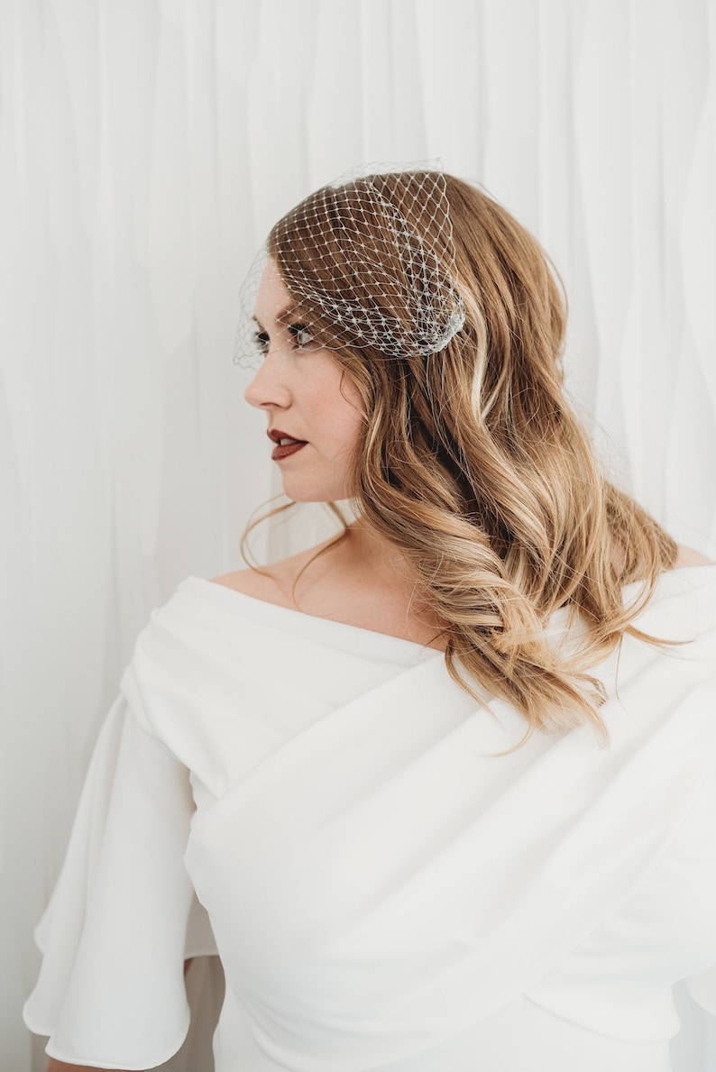 Grey Birdcage Veil Wedding Veil French Veil Bird Cage Veil Etsy
