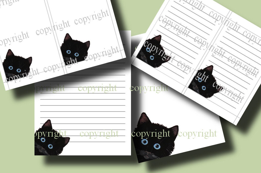 Cat Notepaper, Stationery, Personalize! Three Sizes, Lined and Unlined ...