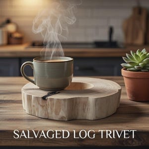 Owl Woodsmith Handmade Japanese Hinoki Wood Trivet - Rustic Kitchen Hot Pad, Natural Heat Resistant Pot Holder, Unique Gift