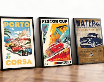 Cars Movie Poster | Classic Films | Home Theater | Personalized Dorm Wall Art | Movie Fan Home Decor | Birthday Gift