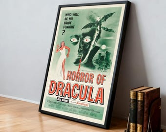Horror of Dracula Movie Poster | Classic Films | Home Theater | Personalized Dorm Wall Art | Movie Fan Home Decor | Birthday Gift