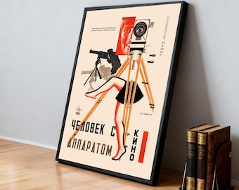 Póster de la película "Hombre con cámara" / Películas clásicas / Cine en casa / Arte mural personalizado para dormitorio / Decoración del hogar para fanáticos del cine / Regalo de cumpleaños