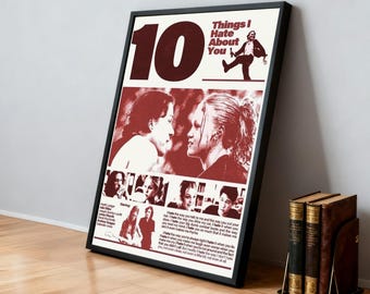 10 Things I Hate About You Movie Poster | Classic Films | Home Theater | Personalized Dorm Wall Art | Movie Fan Home Decor | Birthday Gift