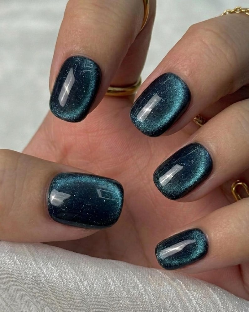 cat eye magnetic short nails - short nails design